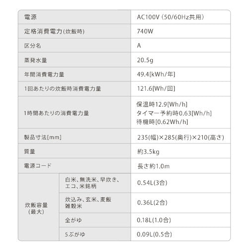 炊飯器 3合 IH RC-ISA30-W ホワイト
