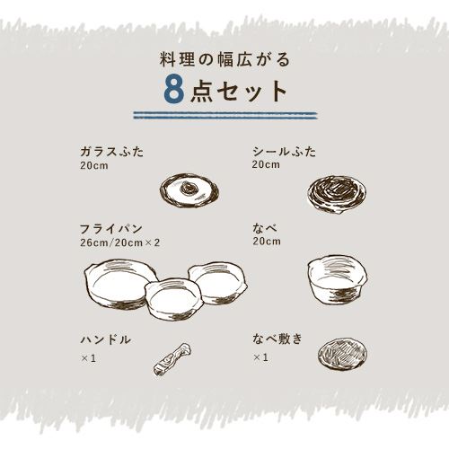 フライパン 8点セット お皿になるフライパン DPAN-8S アイボリー