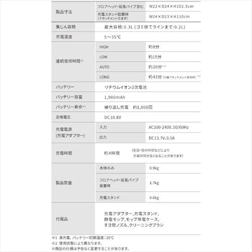 SUUZE 掃除機 コードレス サイクロン モップ付 充電スタンド付 SCD-210P-H グレー