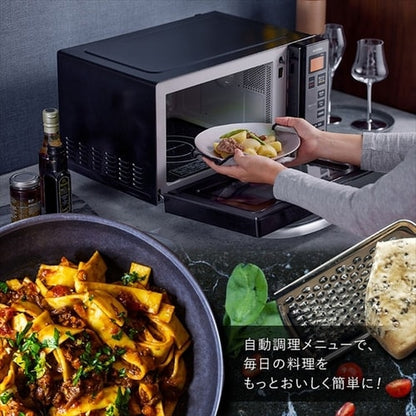 電子レンジ 18L フラットテーブル ミラーガラス ブラック IMB-FM1805