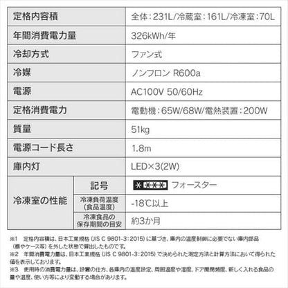 冷凍冷蔵庫 231L IRSN-23A-S