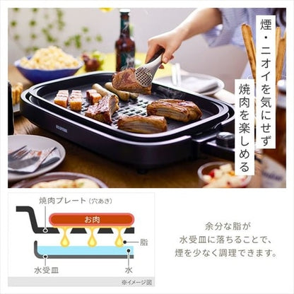 ホットプレート 網焼き風 3枚 IHA-A30-B ブラック (焼肉/平面/たこ焼き 24穴)