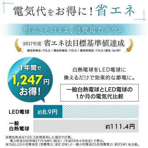 【2個セット】LED電球 E17口金 広配光タイプ 25W形相当 昼光色 密閉形器具対応 LDA2D-G-E17-2T62P