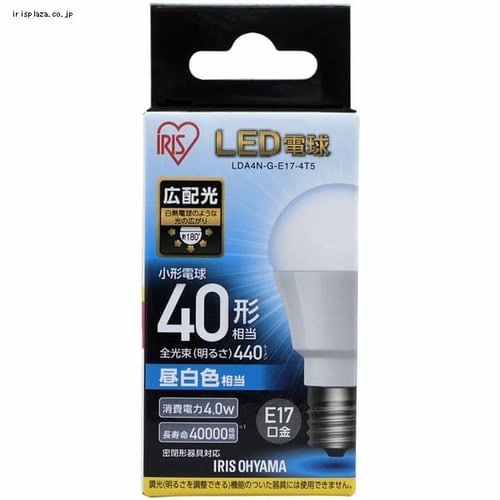 【2個セット】LED電球 E17口金 広配光タイプ 40W形相当 昼白色 密閉形器具対応 LDA4N-G-E17-4T52P