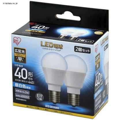 【2個セット】LED電球 E17口金 広配光タイプ 40W形相当 昼白色 密閉形器具対応 LDA4N-G-E17-4T52P