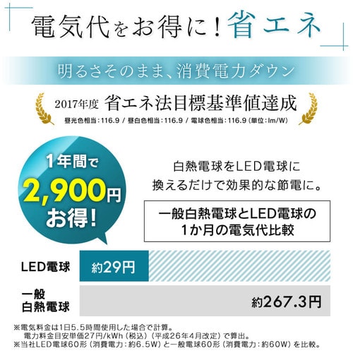 【2個セット】LED電球 E17口金 広配光タイプ 60W形相当 電球色 密閉形器具対応 LDA7L-G-E17-6T62P