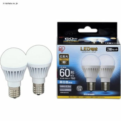 【2個セット】LED電球 E17口金 広配光タイプ 60W形相当 電球色 密閉形器具対応 LDA8L-G-E17-6T52P
