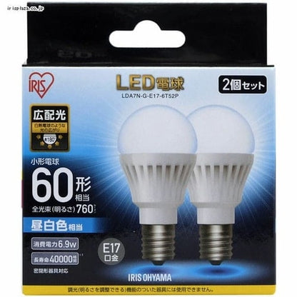 【2個セット】LED電球 E17口金 広配光タイプ 60W形相当 電球色 密閉形器具対応 LDA8L-G-E17-6T52P