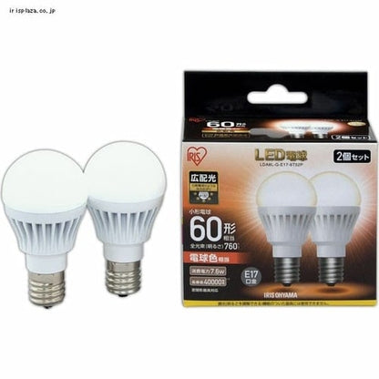 【2個セット】LED電球 E17口金 広配光タイプ 60W形相当 電球色 密閉形器具対応 LDA8L-G-E17-6T52P