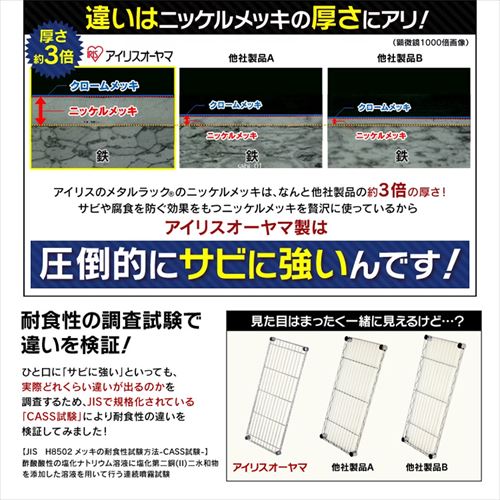 メタルラック 3段 幅91cm MR-9009 (ポール直径25mm・棚板3枚)