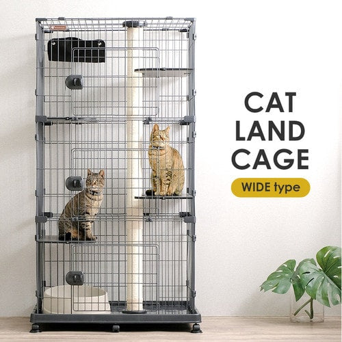 キャットランドケージ ワイド 5段 PCLC-903 オフホワイト 猫用