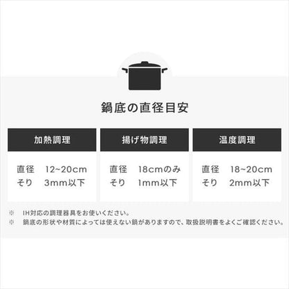 【セット品】 IHコンロ 1口 1000W 鍋 20cm IHKP-T39220-B ブラック