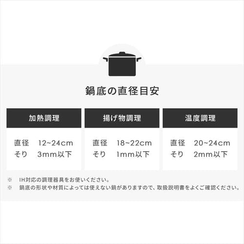 【セット品】 IHコンロ 1口 1400W 鍋 24cm IHKP-T39124-B ブラック