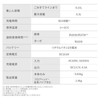 掃除機 コードレス サイクロン 自走式 SCD-185P-W ホワイト