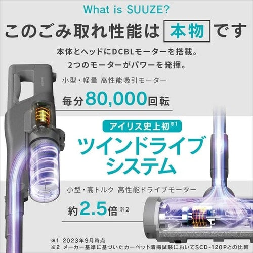 SUUZE 掃除機 コードレス サイクロン モップ付 充電スタンド付 SCD-210P-Ｈ グレー